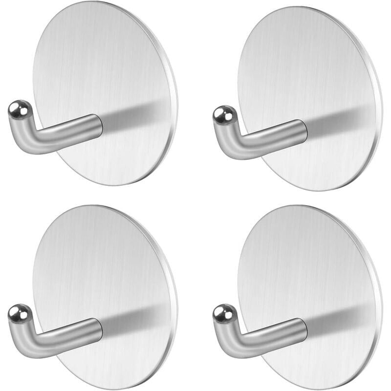 foto del prodotto xvx 4 pezzi gancio da parete adesivo in acciaio inossidabile, gancio per asciugamano da bagno ganci appendiabiti gancio da parete senza foratura
