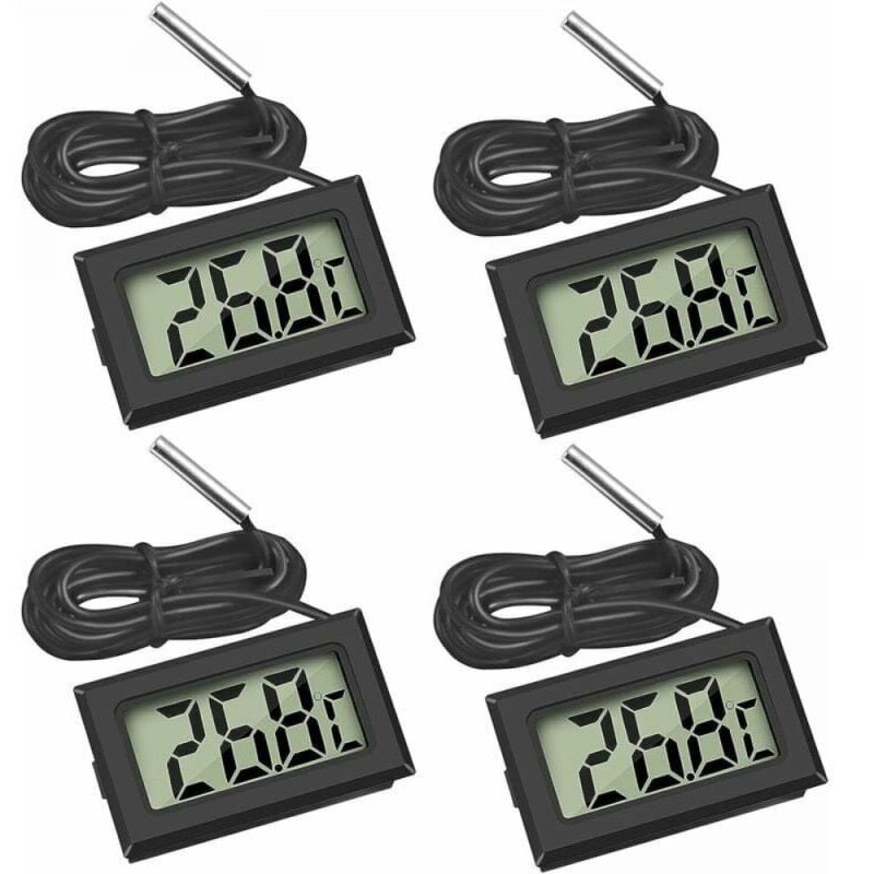 foto del prodotto xvx 4x nero mini termometro digitale lcd con sonda di temperatura, sensore di temperatura, tester per frigorifero, congelatore, acquario