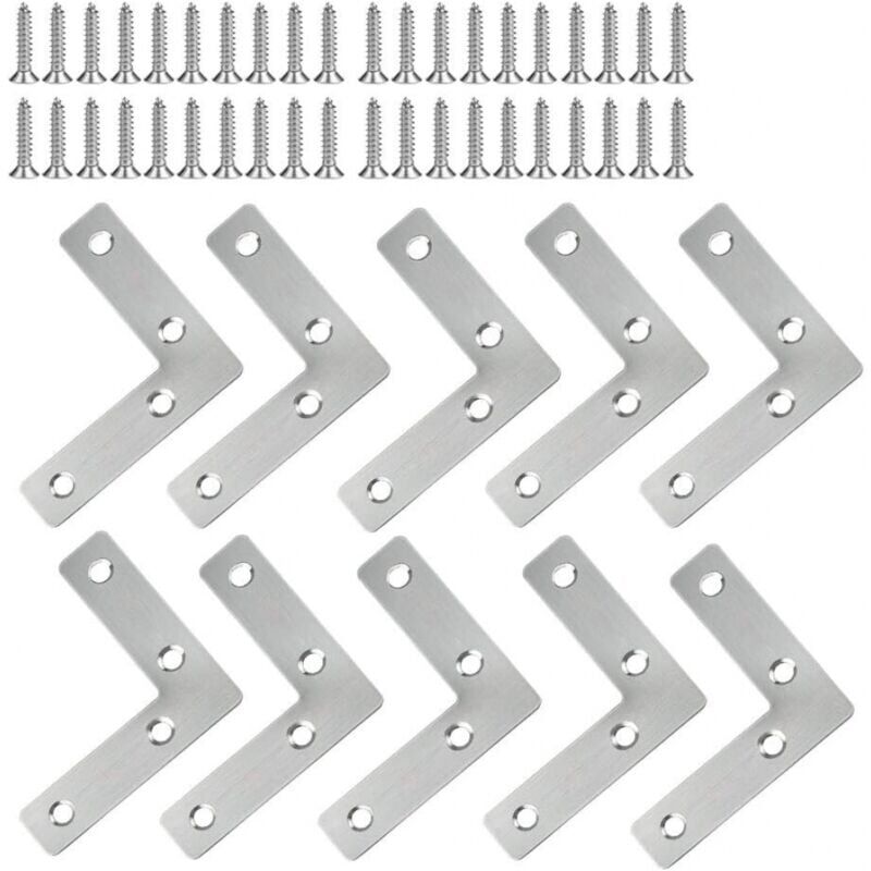 foto del prodotto xvx 5 10 pezzi di staffe angolari in acciaio inossidabile piastre di fissaggio per mobili, piastre di collegamento a l con viti, 60 x 60 mm