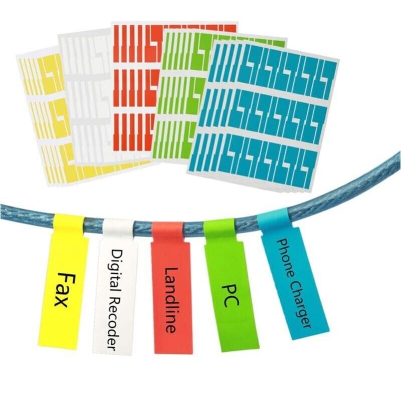 foto del prodotto xvx 750 etichette autoadesive per cavi, impermeabili, antistrappo, per l identificazione dei cavi, 5 colori, 5 fogli