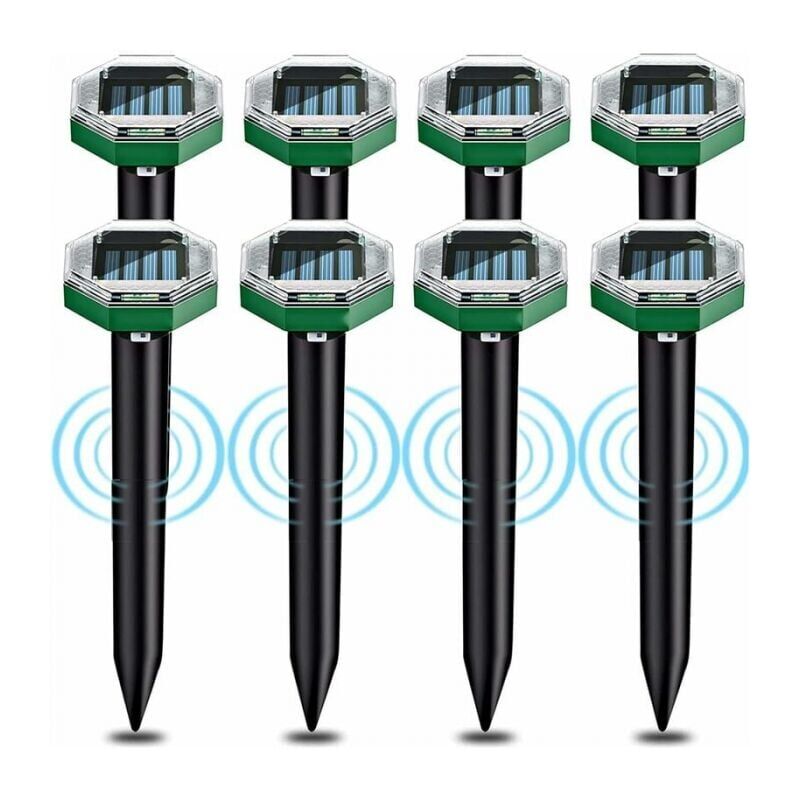 foto del prodotto xvx 8 pezzi repellente per talpe a ultrasuoni solare, repellente per talpe a ultrasuoni solare con ip65 impermeabile, pu essere utilizzato in