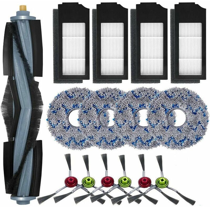 foto del prodotto xvx accessori per ecovacs deebot x1 omni x1 e omni x1 turbo eur, 1 spazzola principale, 6 spazzole laterali, 4 lavapavimenti, 4 filtri