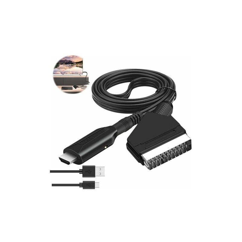 foto del prodotto xvx adattatore audio video da scart a hdmi per hdtv dvd set top box ps3 pal ntsc convertitore starlight thsinde