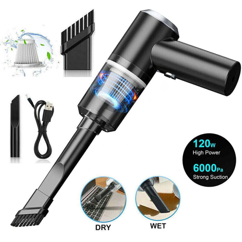 foto del prodotto xvx aspirapolvere per auto senza fili da 6000 pa, 2 in 1 potente aspirapolvere portatile e soffiatore d aria da 120 w, mini aspirapolvere portatile
