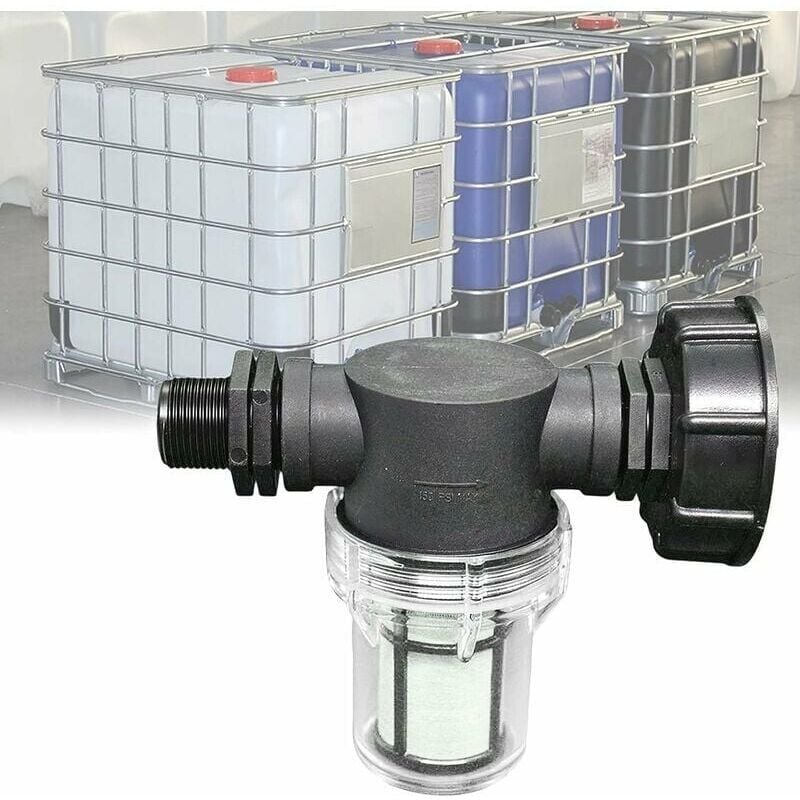 foto del prodotto xvx attacco rubinetto per cisterna da 1000 litri, adattatore s60x6 con filtro integrato, attacco tubo da giardino da 3 4 per collettore acqua