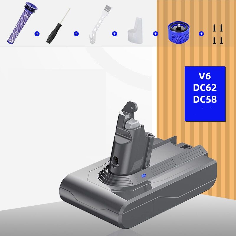 foto del prodotto xvx batteria di ricambio v6 da 30000 mah per dyson v6 dc58 dc59 dc62 sv07 sv09 con 1 filtro lavabile, 21,6 v