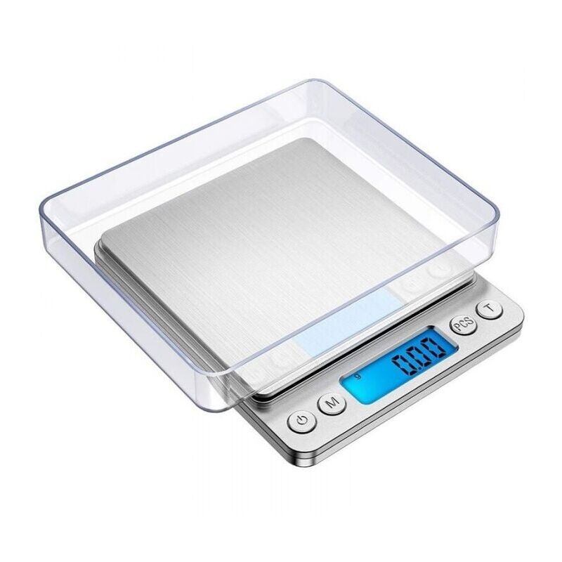 foto del prodotto xvx bilancia di precisione in argento, 500 g 0,01 g, bilancia di precisione 0,01 g, bilancia da cucina con funzione di tara e conteggio, display
