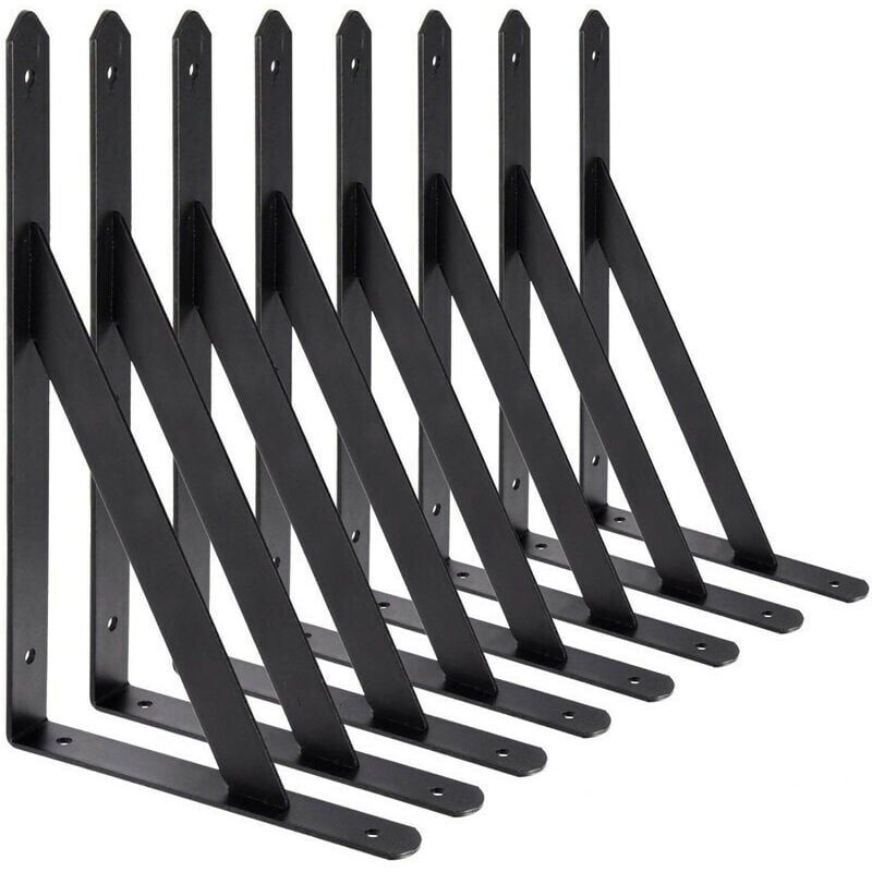 foto del prodotto xvx br vie staffe per mensola da parete, 8 staffe triangolari in acciaio a 90 gradi, staffe per mensola da 200 mm x 120 mm, staffa angolare nero 
