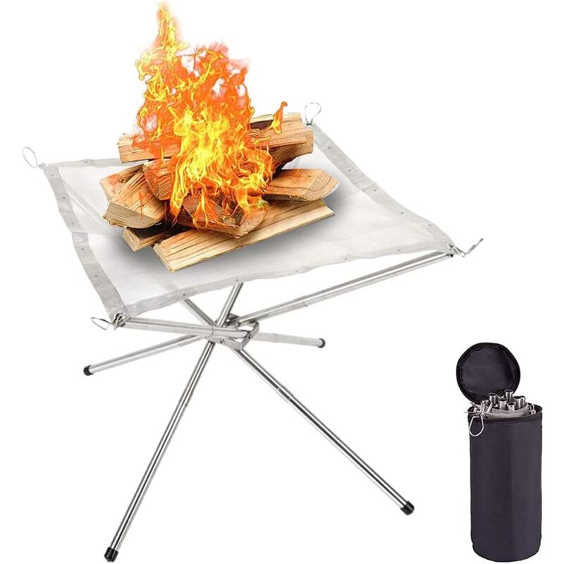 foto del prodotto xvx braciere da esterno portatile, braciere da esterno pieghevole, griglia per barbecue, braciere da campeggio in acciaio inossidabile con borsa