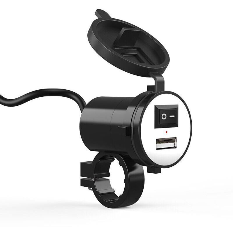 foto del prodotto xvx caricabatterie usb per moto da 12 v, caricabatterie rapido impermeabile 5 v 2,1 a per gps e telefono cellulare, nero