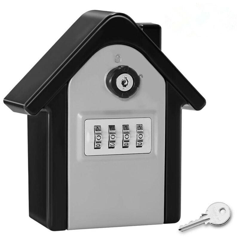 foto del prodotto xvx cassaforte a muro con codice digitale e chiave di emergenza, cassetta portachiavi esterna per casa, ufficio, fabbrica, garage
