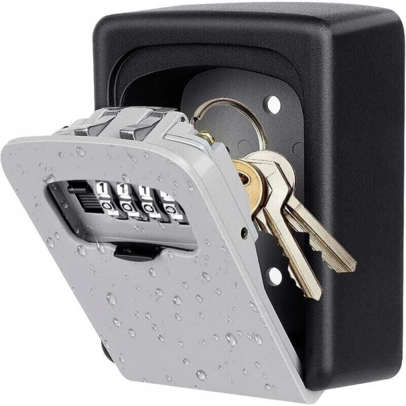 foto del prodotto xvx cassetta di sicurezza per chiavi da 1 pezzo, cassetta di sicurezza per chiavi da montare a parete grigia, cassetta di sicurezza con codice a 4