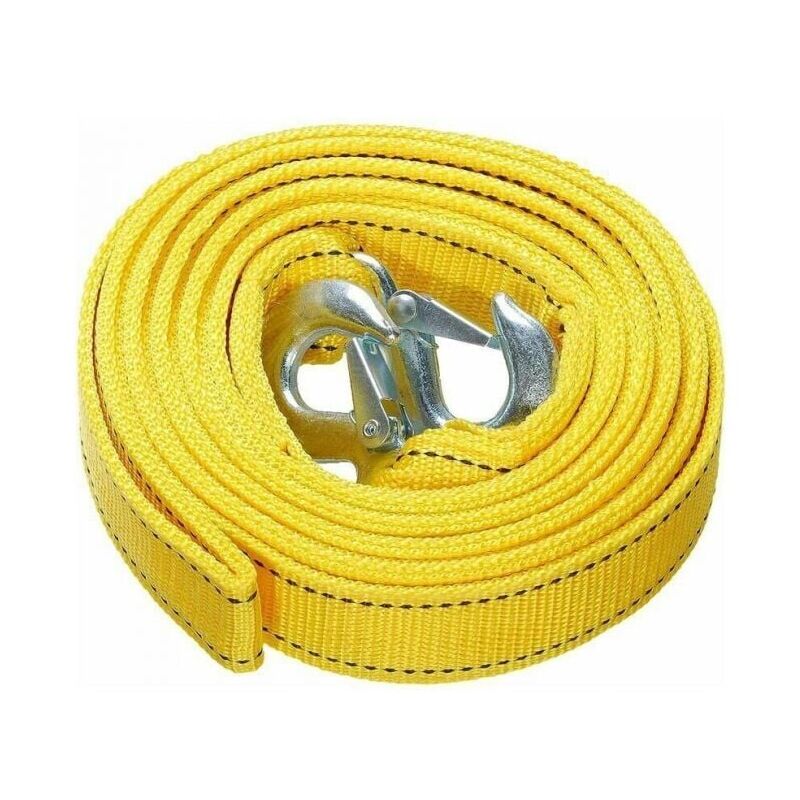 foto del prodotto xvx cavo di traino giallo per impieghi gravosi da 4 metri e 5 tonnellate con gancio di sicurezza, cavo di traino in poliestere, cavo di trazione