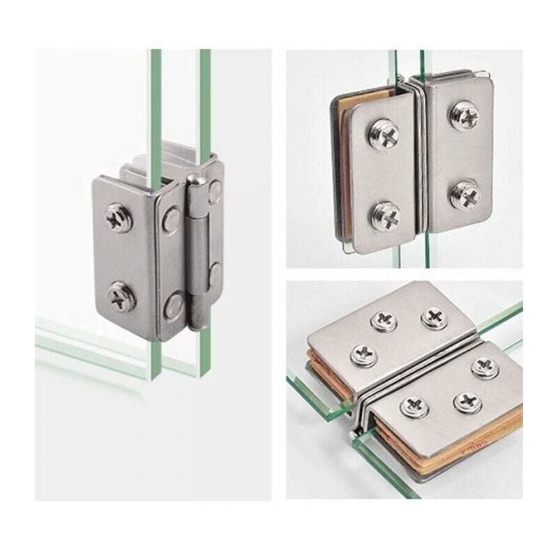 foto del prodotto xvx cerniere per porte in vetro in acciaio inox a 4 pezzi, angolo di apertura di 180 per spessori del vetro da 5 a 7 mm