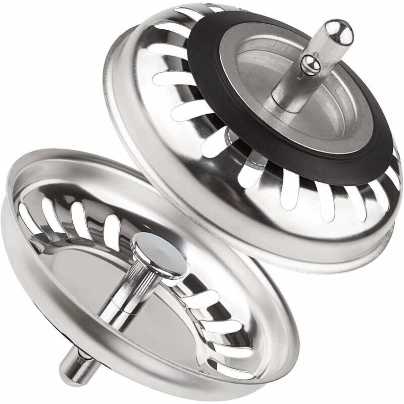 foto del prodotto xvx cestello di scarico classico diametro 79,3 mm set di 2 tappi per lavello in acciaio inox filtro universale per lavello cucina t audace tappo di