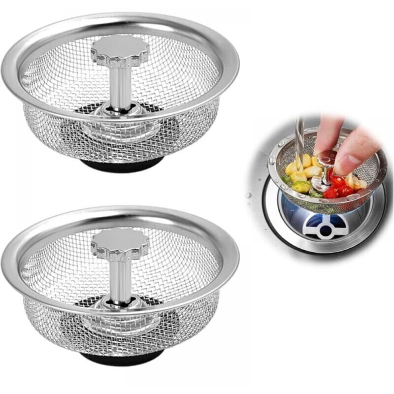 immagine 0 del prodotto xvx cestello per lavello in acciaio inox, 2 pezzi, per lavello in acciaio inox, per lavello da cucina, per lavello da doccia, altezza regolabile,