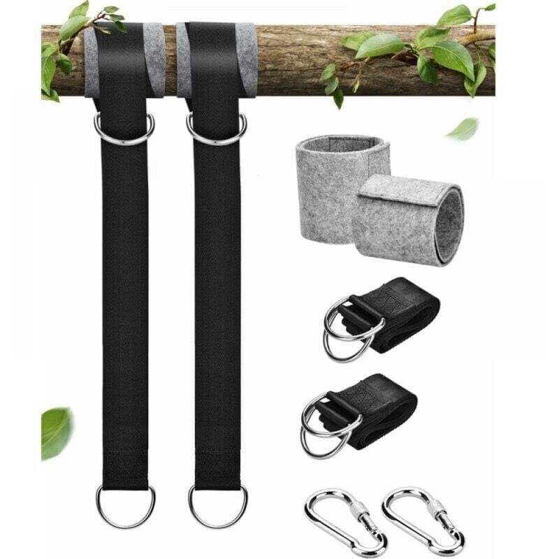 foto del prodotto xvx cinghia per amaca extra lunga da 150 cm con 2 moschettoni di bloccaggio sicuri e anelli a d, perfetta per appendere le cinghie del kit