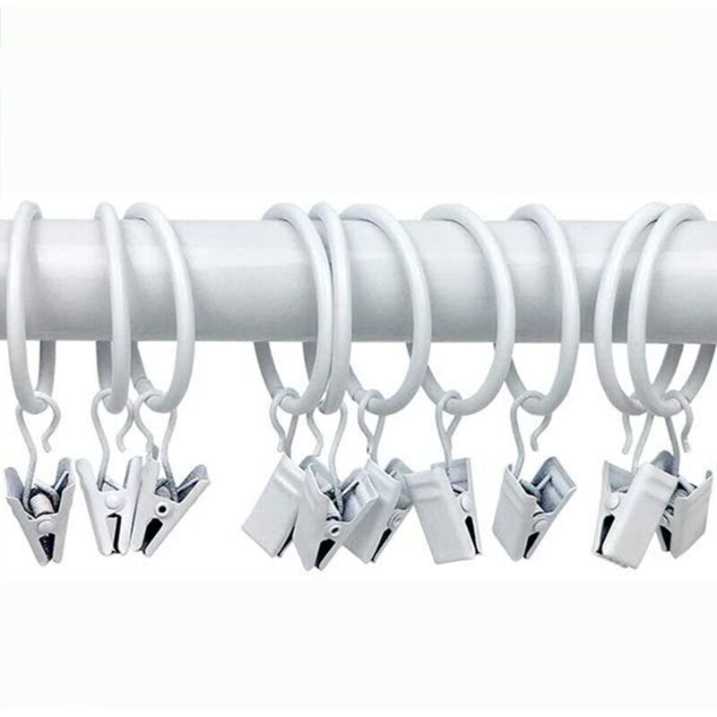 foto del prodotto xvx confezione da 10 anelli per tende in metallo bianchi , clip per tende, ganci per tende multiuso e aste decorative per foto di tende