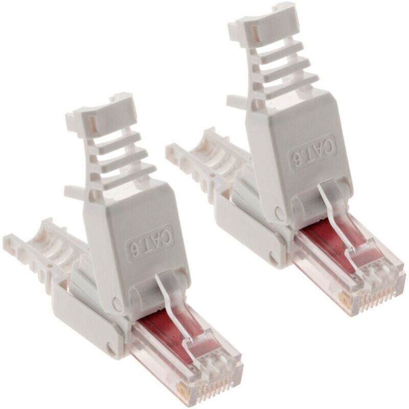 foto del prodotto xvx confezione da 10 connettori rj45 cat 6, utensili non inclusi, connettori a cristallo senza crimpatura di categoria 6e