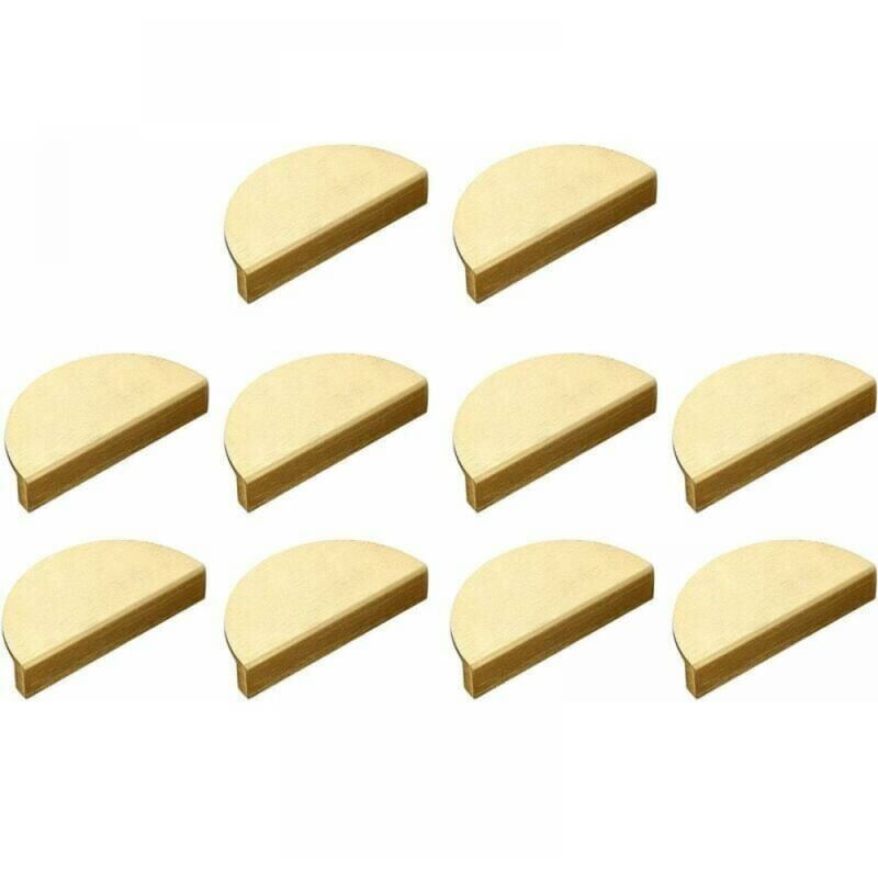foto del prodotto xvx confezione da 10 maniglie per cassetti o mobili a forma di mezzaluna, 10 cm, in ottone spazzolato, color oro.
