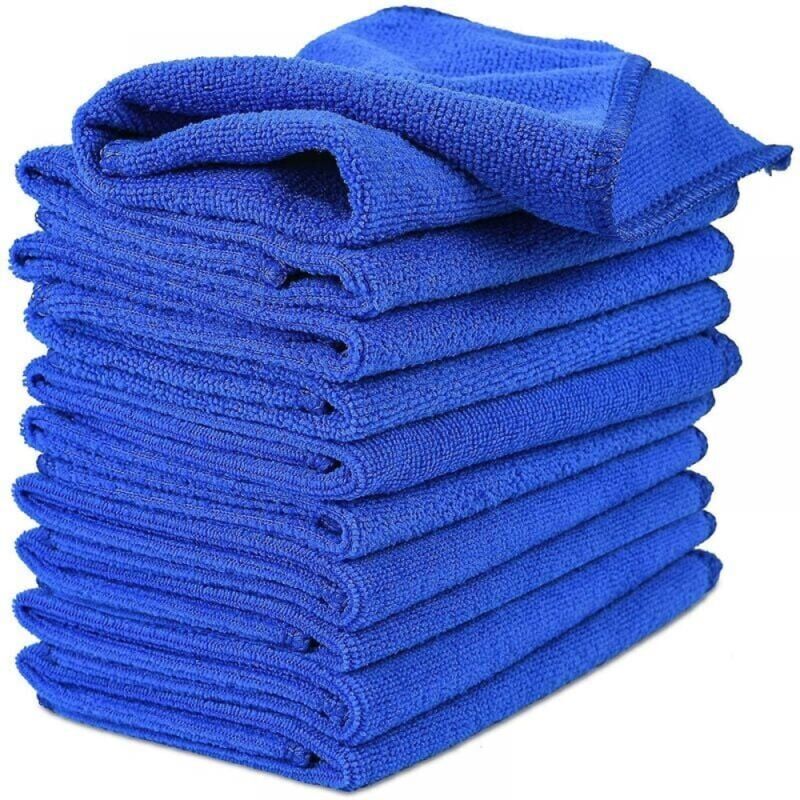 foto del prodotto xvx confezione da 10 panni per la pulizia dell auto in microfibra blu, 30 cm x 30 cm, adatti per casa, cucina e auto.