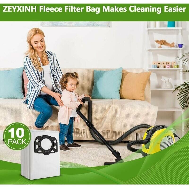 foto del prodotto xvx confezione da 10 sacchetti filtro, sacchetti per aspirapolvere per k rcher 2.863 006.0 kfi 487, sacchetti per aspirapolvere per k rcher wd4 wd5