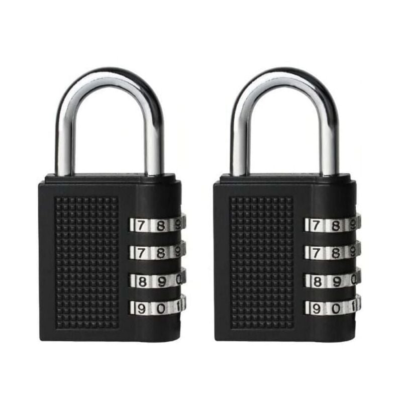 foto del prodotto xvx confezione da 2 lucchetti con combinazione nera per armadietti scolastici e cassette degli attrezzi, codice reimpostabile a 4 cifre, chiave per