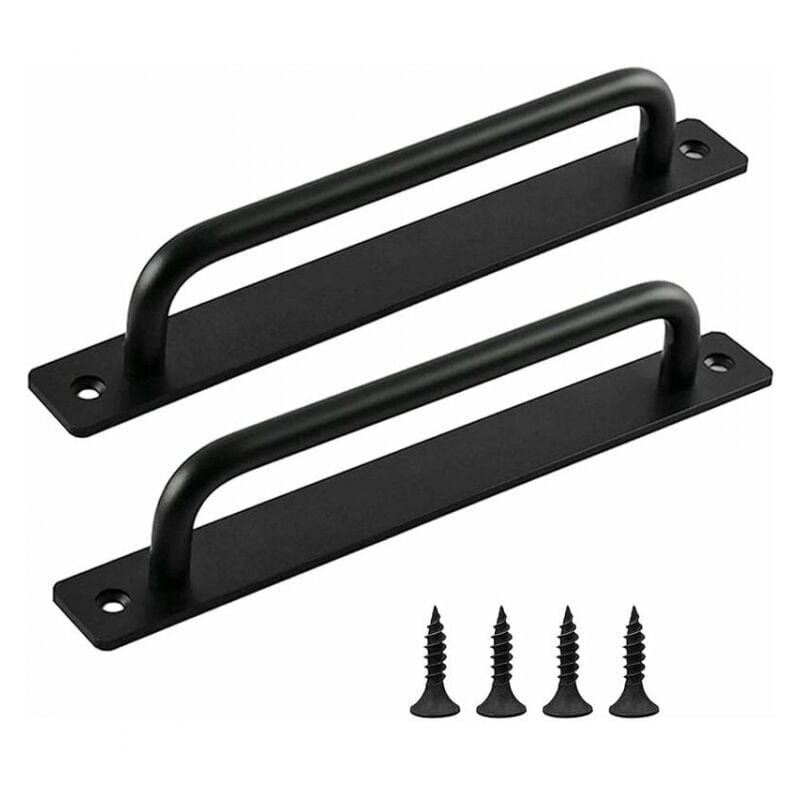 foto del prodotto xvx confezione da 2 maniglie per porte da fienile nere, per interni ed esterni, con viti, per cucina, mobili, armadi, porte, 18 cm
