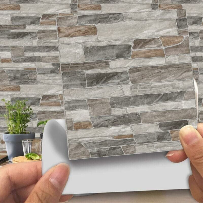 foto del prodotto xvx confezione da 20 adesivi decorativi per piastrelle da 10x10 cm per bagno e cucina, effetto mattone 3d, finta pelle, impermeabili, autoadesivi,