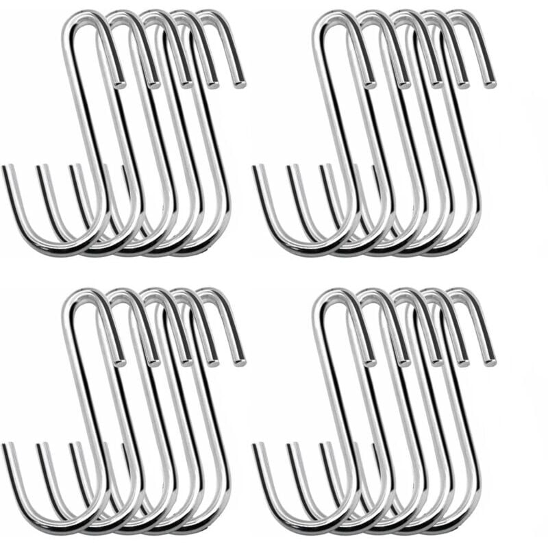 foto del prodotto xvx confezione da 20 ganci a s resistenti, 2,3 pollici, argento, per cucina, bagno, camera da letto e ufficio