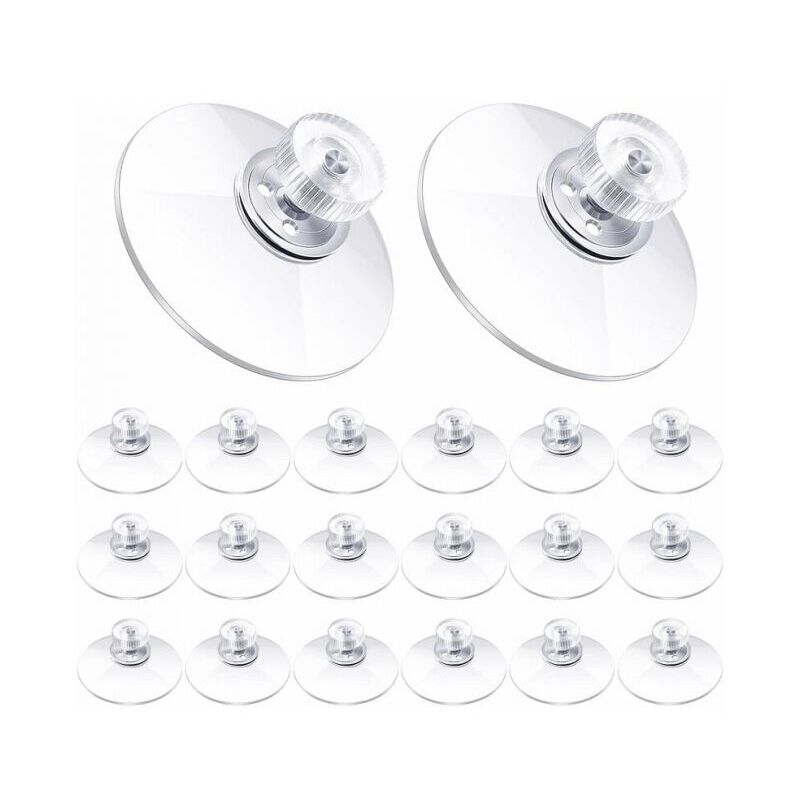 foto del prodotto xvx confezione da 20 ventose in plastica da 40 mm, ventose in pvc trasparente, supporto a ventosa con adesivo forte e dado per tende da sole,