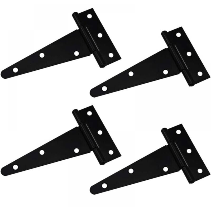 foto del prodotto xvx confezione da 4 cerniere a t, cerniere triangolari zincate, triangolari da 4 pollici, nere, utilizzabili per appendere ante di armadi, cancelli