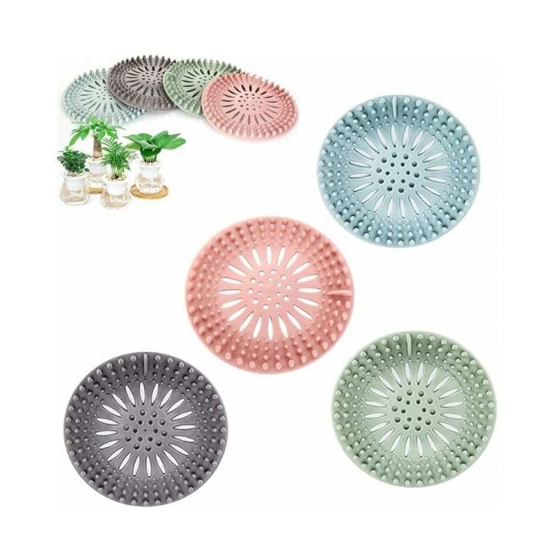 foto del prodotto xvx confezione da 4 filtri raccogli capelli in silicone per proteggere il foro di scarico, adatti per bagno, cucina e wc, facili da pulire.