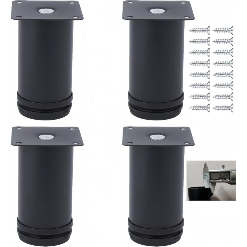 foto del prodotto xvx confezione da 4 gambe per mobili regolabili in acciaio inossidabile 50 mm x 60 mm gambe per mobili per bagno, ufficio, cucina, viti in acciaio