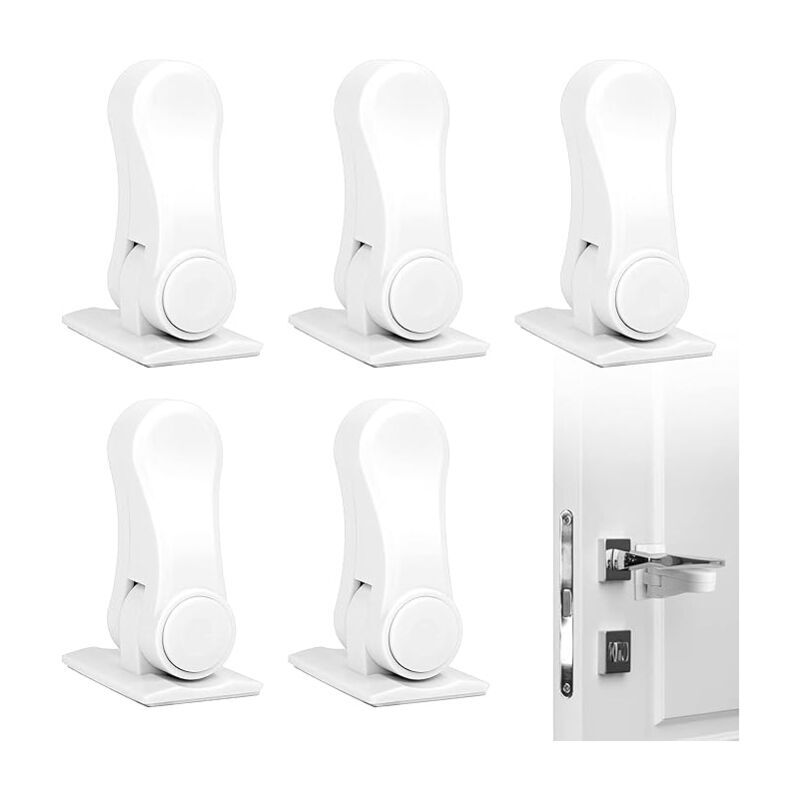 foto del prodotto xvx confezione da 4 serrature a leva per maniglia porta in abs resistente e a prova di bambino, con design semplice e adesivo, nere