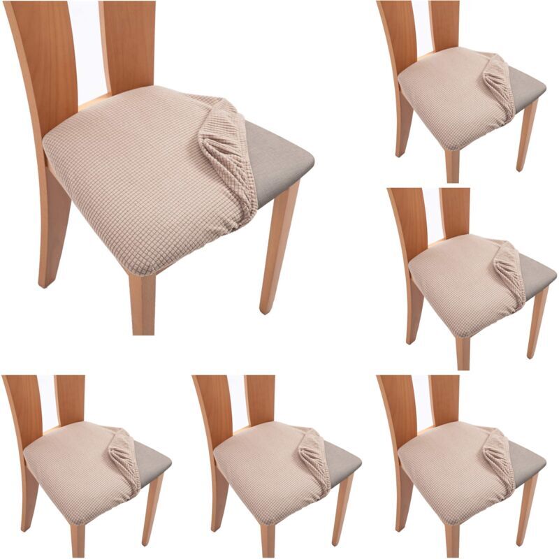 foto del prodotto xvx confezione da 6 coprisedie per sala da pranzo e cucina color cachi, antimacchia, elasticizzati e curvi