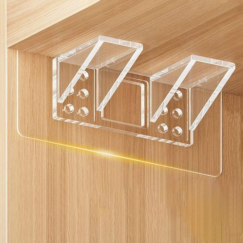foto del prodotto xvx confezione da 6 supporti autoadesivi per mensole, 15 x 7 cm, doppio perno di supporto, supporti autoadesivi trasparenti per mensole, supporti