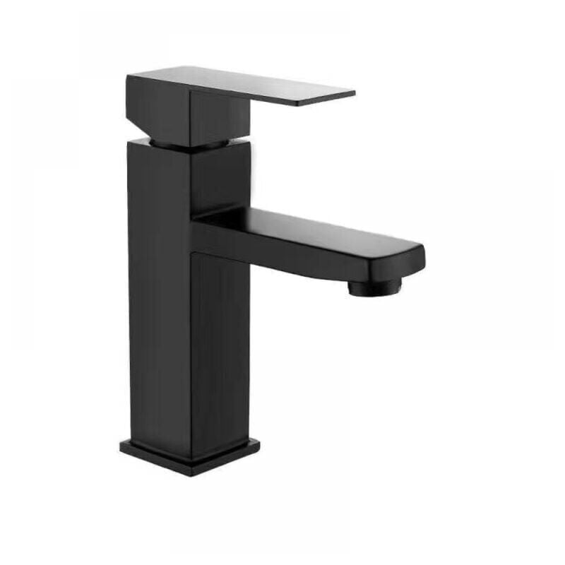 foto del prodotto xvx confezione da rubinetto per lavello da cucina quadrato in acciaio inossidabile nero con foro singolo, rubinetto per acqua calda e fredda