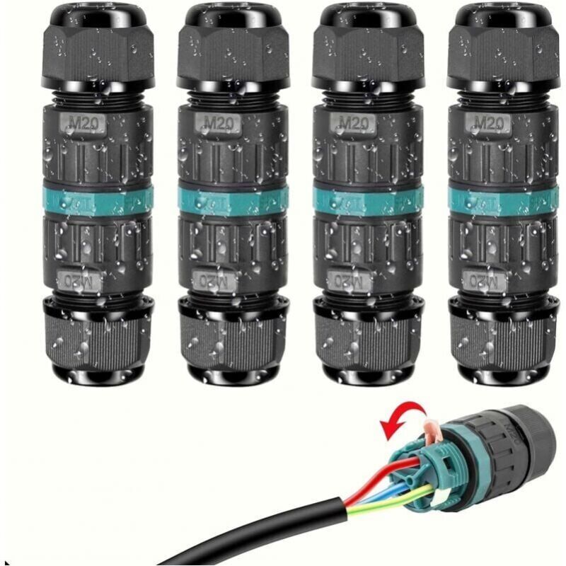 foto del prodotto xvx confezione di connettori elettrici impermeabili ip68 connettore per cavi a 3 fili, scatola di giunzione impermeabile per uso esterno, scatola