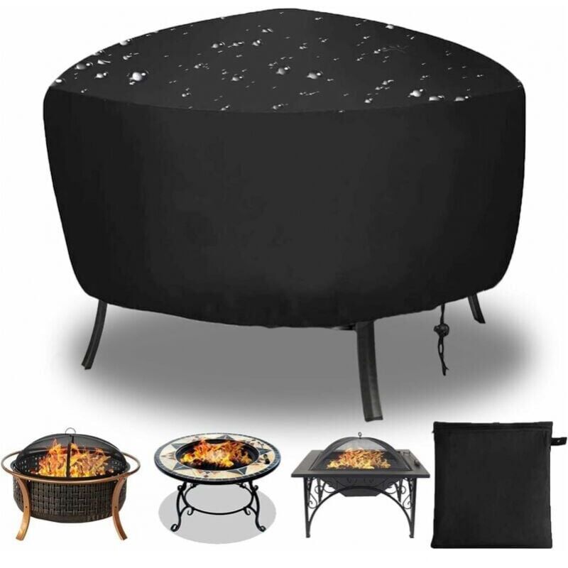 foto del prodotto xvx copertura per braciere rotonda da 85x40 cm con coulisse, copertura per braciere in tessuto oxford impermeabile, antivento e resistente ai raggi