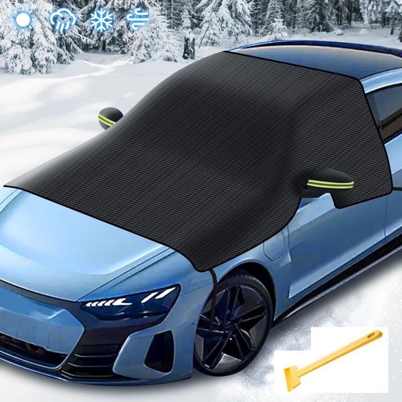 foto del prodotto xvx copertura per parabrezza auto pieghevole, antigelo, neve, pioggia, raggi uv, polvere, invia una pala da neve 270 x 140 cm