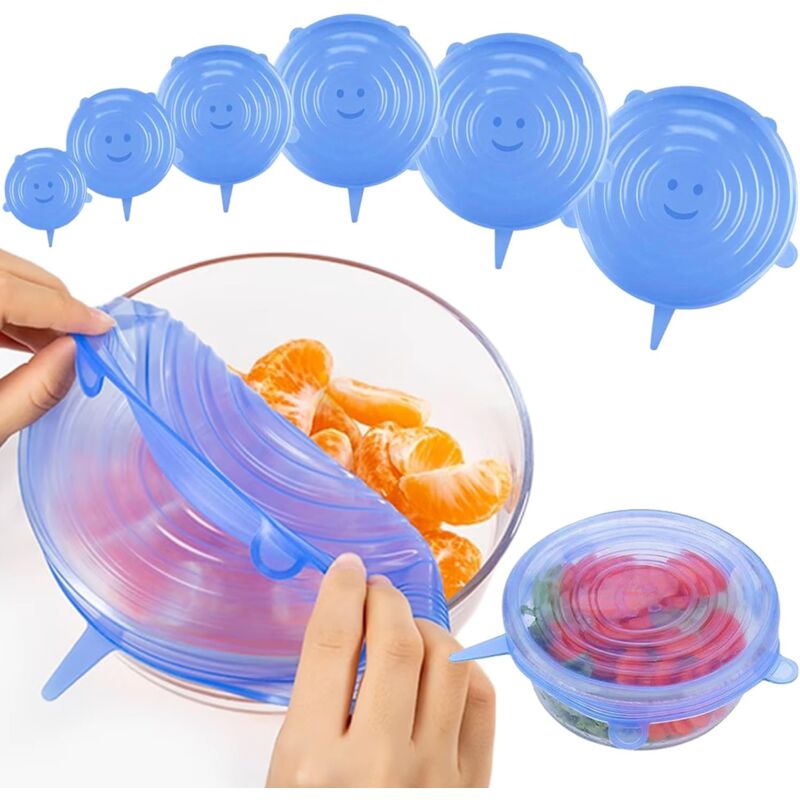 foto del prodotto xvx couvercles extensibles en silicone,6 paquets de couvercles en silicone r utilisables pour la conservation des aliments, couvercles en silicone
