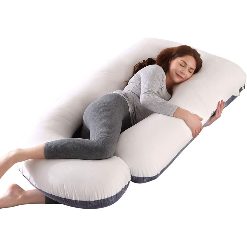foto del prodotto xvx cuscino per gravidanza per dormire, cuscino per allattamento, grande cuscino per allattamento a forma di u per maternit con fodera in velluto