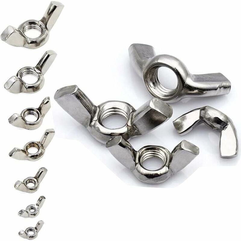 foto del prodotto xvx dadi ad alette 80pcs dado ad alette argento acciaio inossidabile dado ad alette m3 m4 m5 m6 m8 m10 m12 per strumenti fai da te