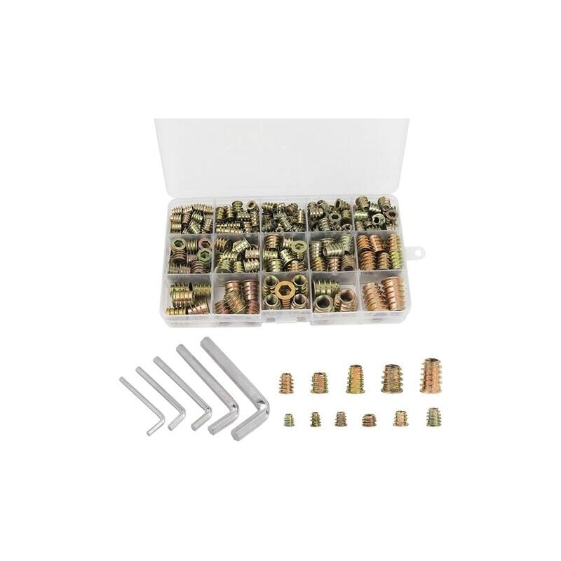 foto del prodotto xvx dadi esagonali m4 m5 m6 m8 m10 con inserti filettati, inserti per dadi con inserto filettato esagonale in lega di zinco 230 pezzi 