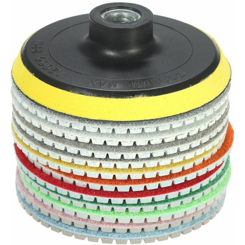foto del prodotto xvx disco diamantato per smerigliatrice 11 pezzi 4 disco diamantato per lucidatura a umido disco abrasivo 1 platorello di supporto per granito
