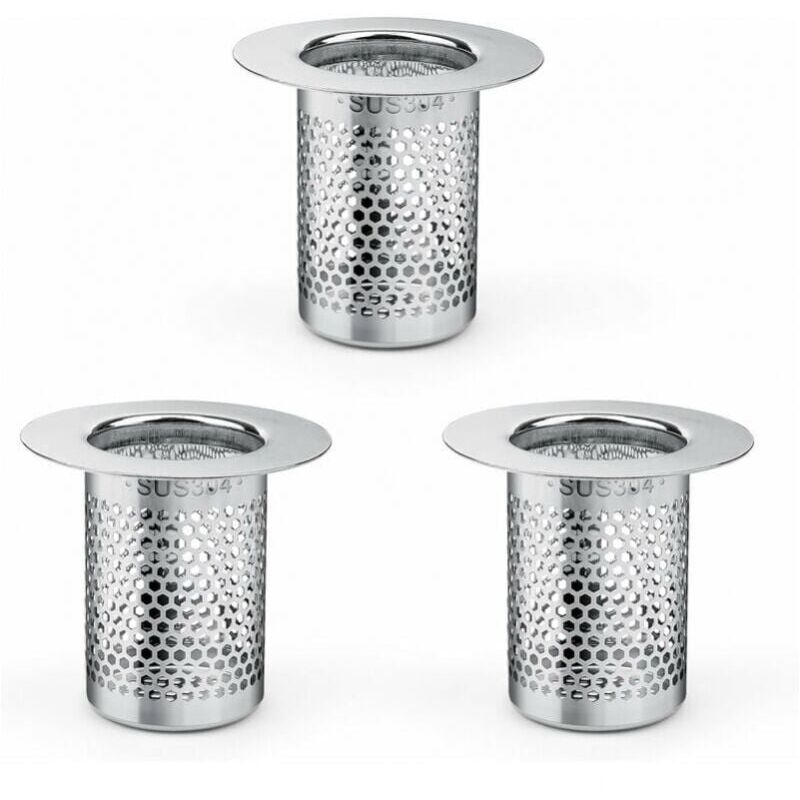 foto del prodotto xvx filtro per capelli da doccia, 3 pezzi in acciaio inox, filtro per capelli da doccia, filtro per lavello da cucina, balcone, 5,5 x 5 cm, filtro