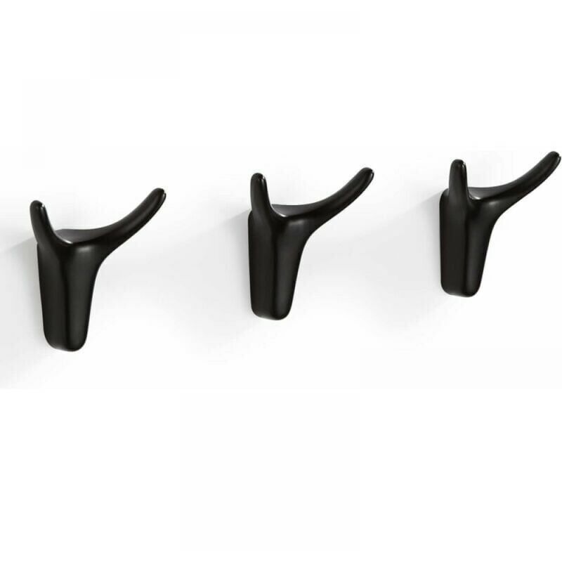 foto del prodotto xvx ganci da parete neri, ganci per asciugamani da 3 pezzi, ganci adesivi, ganci appendiabiti con design a forma di corna di cervo per l arredo di