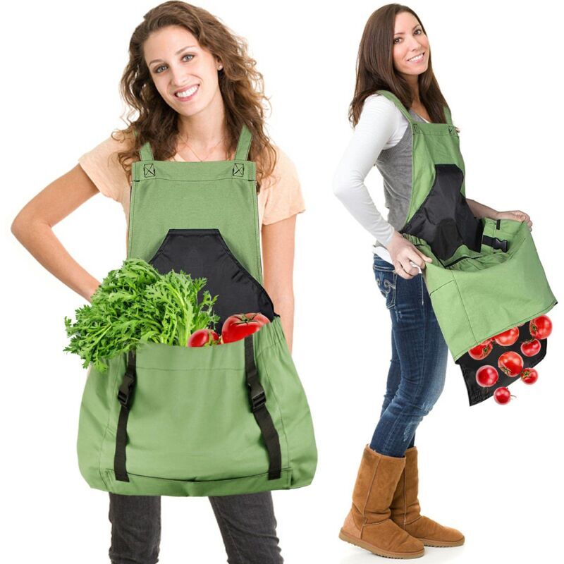 foto del prodotto xvx grembiule per la raccolta verde , borsa in tela per la raccolta della frutta grembiule regolabile di grande capacit con apertura sul fondo e