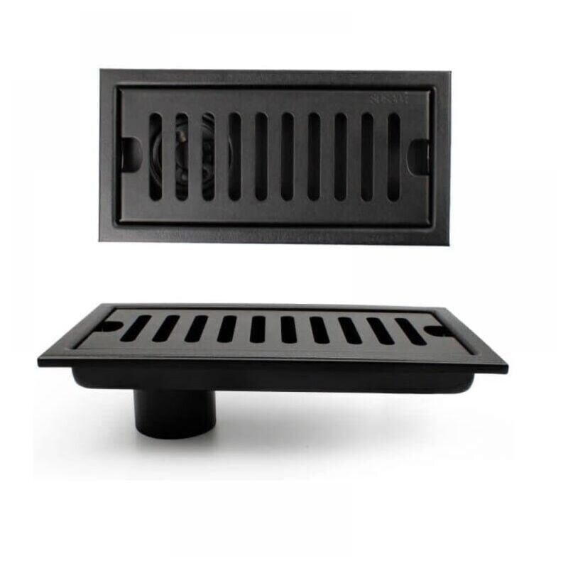 foto del prodotto xvx griglia per doccia, scarico a pavimento rettangolare 20x10 cm, canaletta per doccia, scarico a pavimento nero con griglia in acciaio inox,